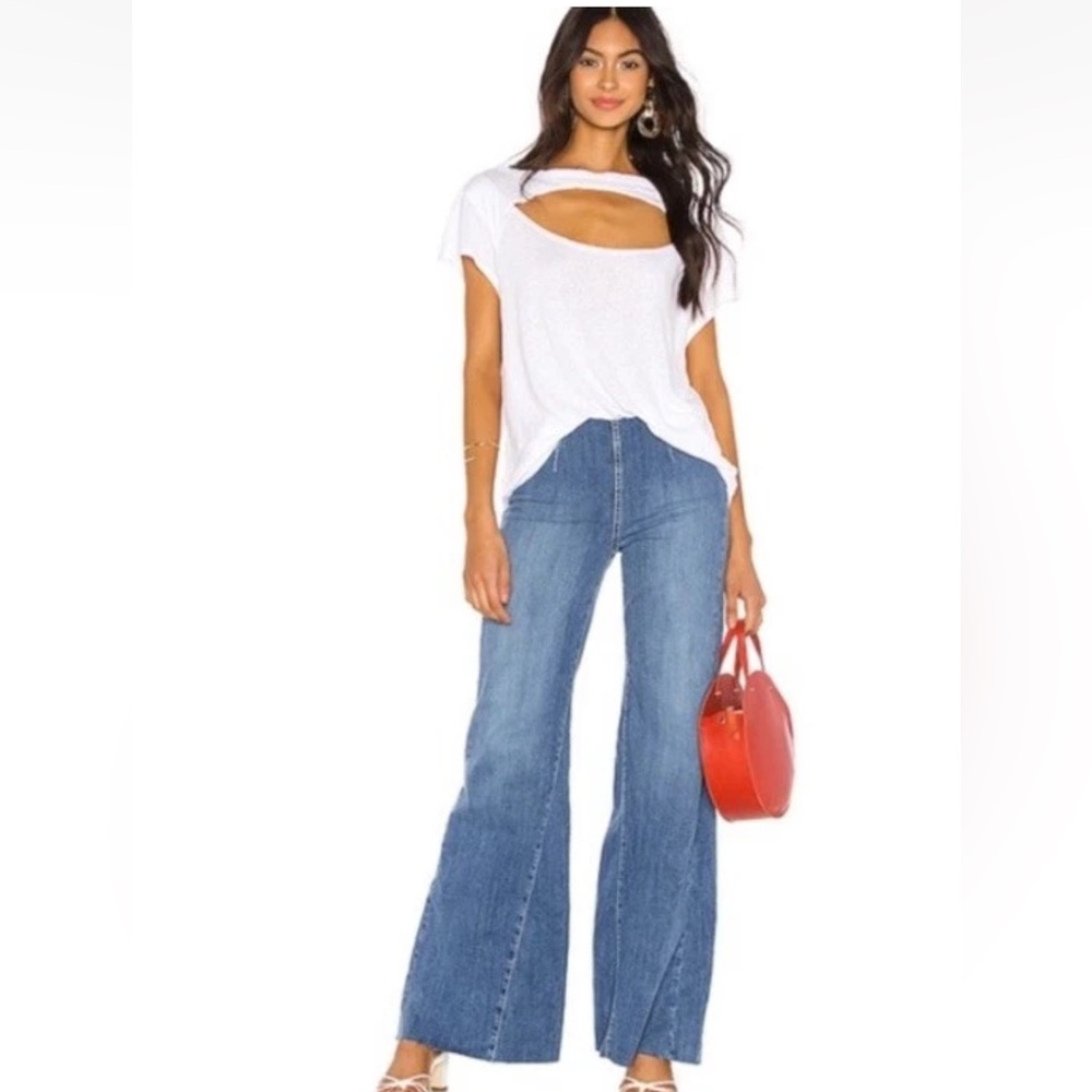 Free People We The Free Drapey Bell Bottom Jean Blue Stretch Flare Denim Size 29